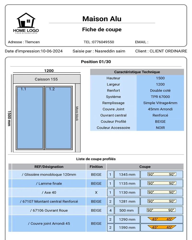 Fiche de Fabrication